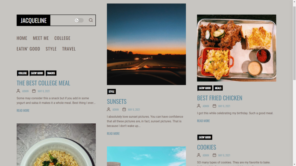 screenshot of website homepage