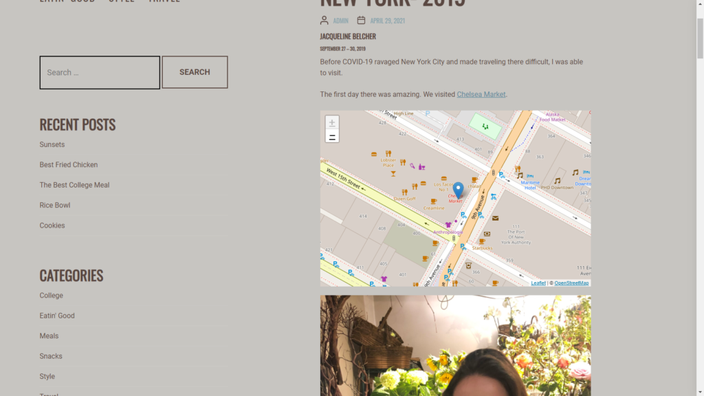 screenshot of map on website
