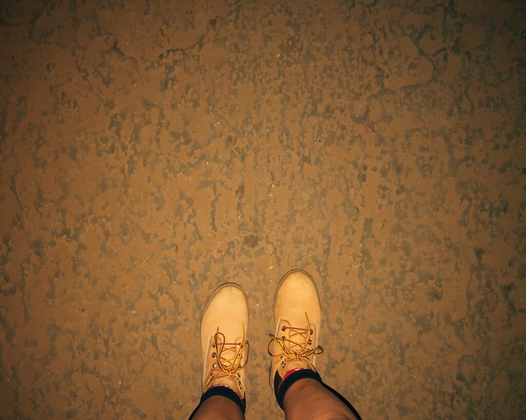 feet on a cave floor