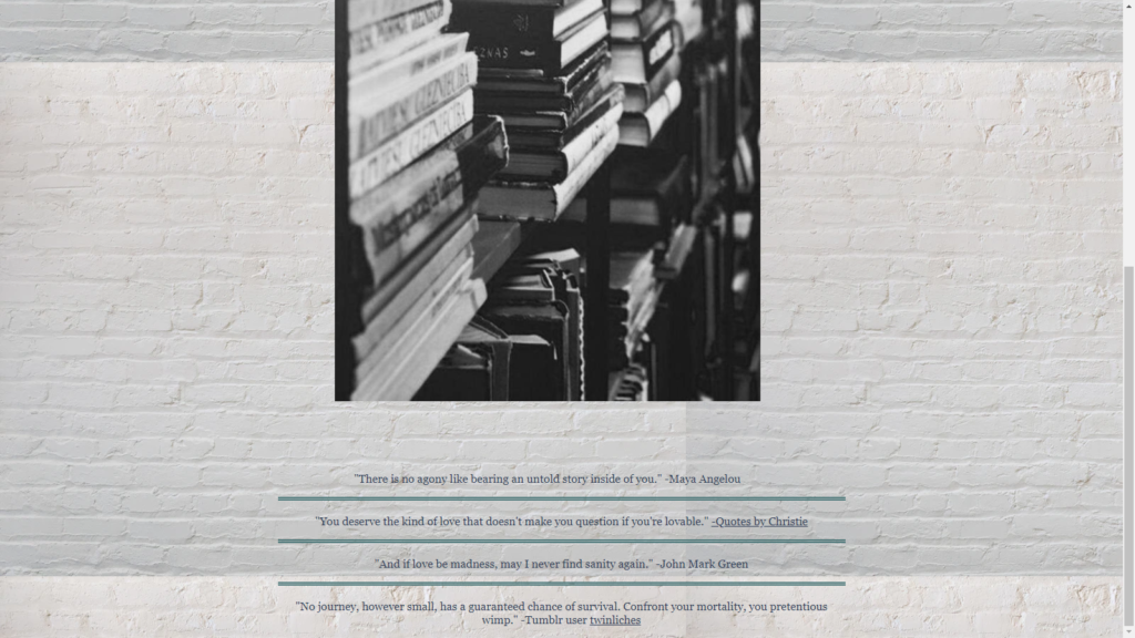 screenshot of website